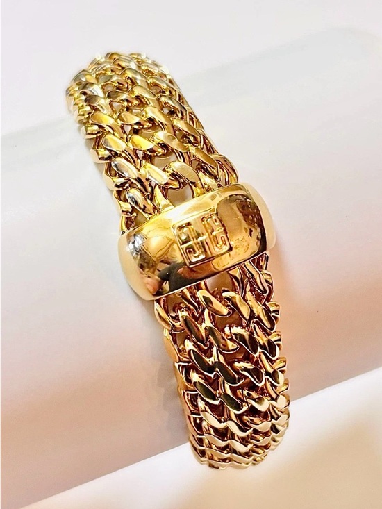 Givenchy Jewelry - Givenchy Gold Tone Vintage Triple Curb Link Bangle Bracelet